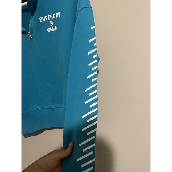 Superdry Code Core‎ Sport Half Zip Sweatshirt Blue Women's Size 2 - Picture 7 of 9